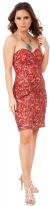 Strapless Leaves Pattern Short Beaded Homecoming Party Dress in Red/Brown
